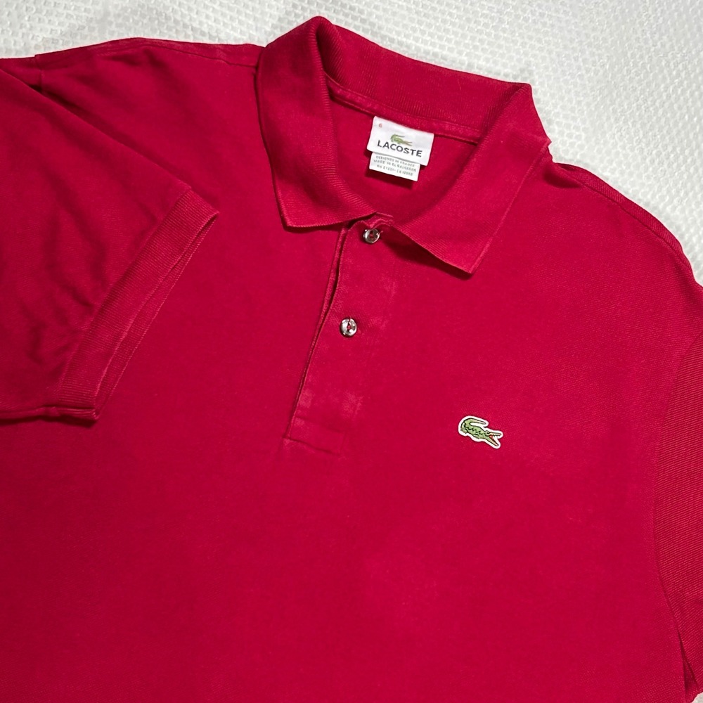 Lacoste Mens Red Short Sleeve Pique‎ Polo Shirt Size 6 XL Classic Logo Cotton